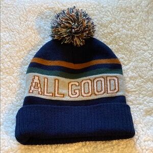 Mens Pom-Pom Beanie - Navy and Multicolor